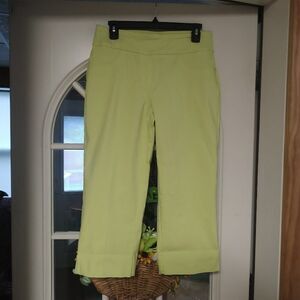 New Ruby Rd  Lime Green Jegging Capri Pants Slimming Waistband Size Women's 6